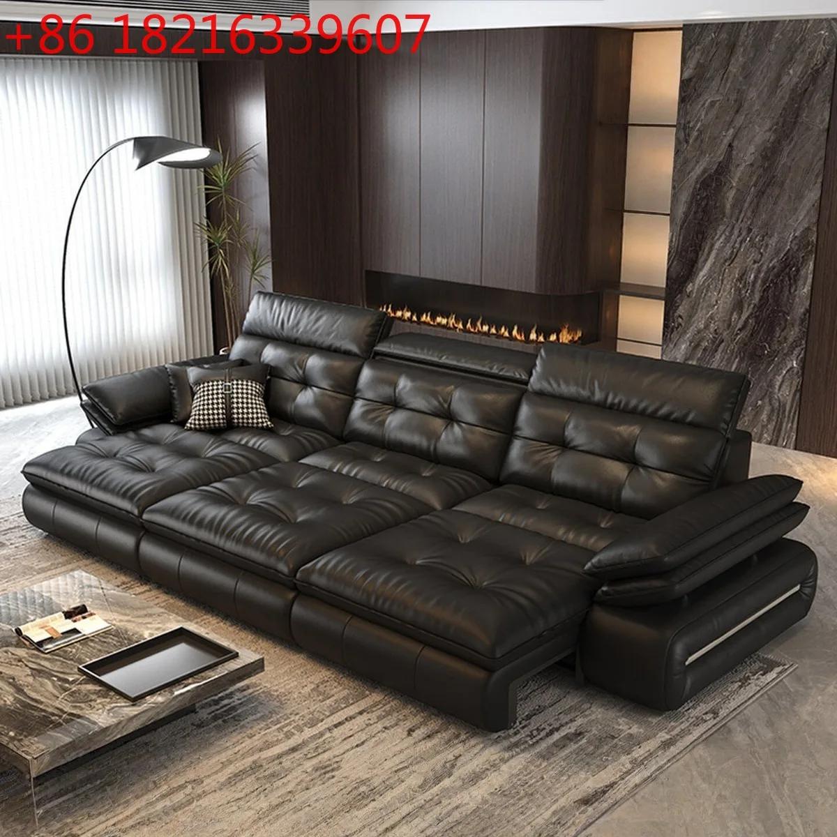 YAO electric function sofa living room can lie down and sleep smart leather