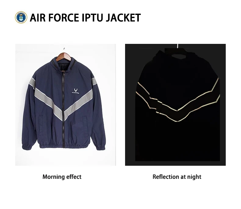 US Air Force Training Suit and Trackpants Set, Men's Nylon Waterproof Reflective Sports Jacket and Pants for Spring and Autumn