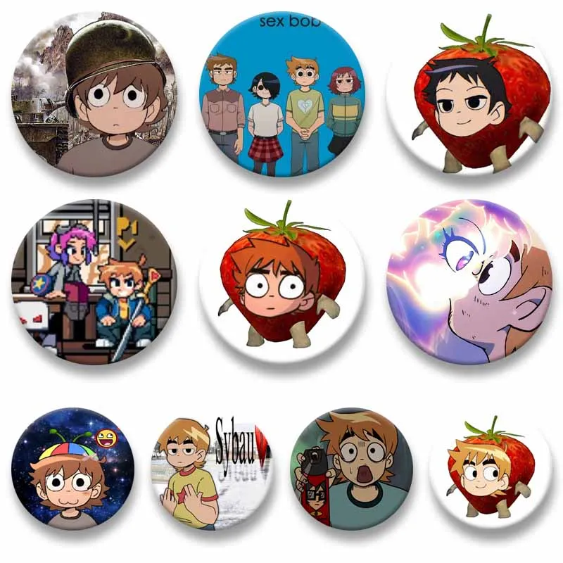 Cute Cartoon Ramona Flowers Kim Pine Brooch Fashion Jewelry Enamel Pins Anime Scott Pilgrim Takes Off Badge on Clothes Hat Gifts