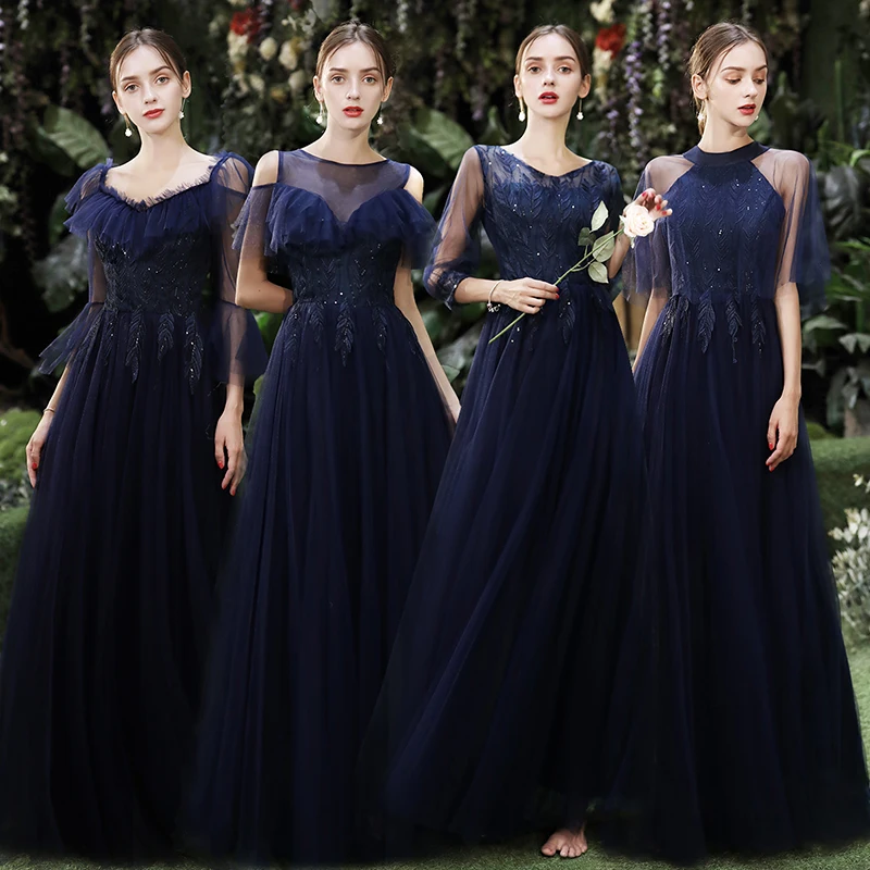 

Reject Return J108 Gray Red Navy Bridesmaid Dresses Lady Floor Length Prom Female Presenters of Grand Chorus Graduation Dress