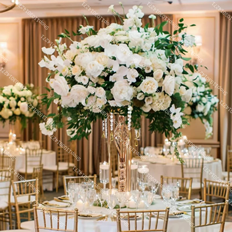 70 cm luxuriöse weiße Rose Blumenkugel Hochzeit Empfang Herzstück für Tischdekoration Zubehör Blumenarrangement Event Prop