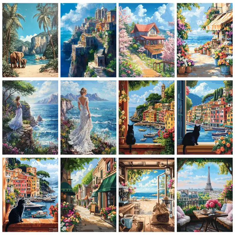 

PhotoCustom Painting By Numbers Animal Diy Kits Coloring By Number Landscape For Adults Home Bedroom Decoration