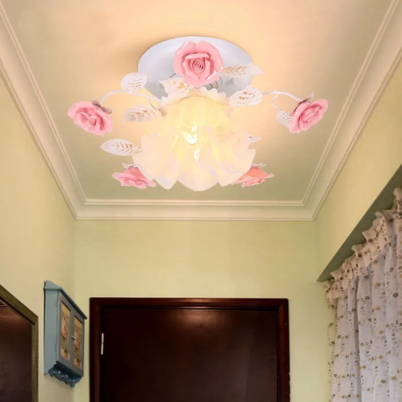 Korean Garden Ceiling Lights Ceramic Living Room Dining Room Aisle Lamps Romantic Bedroom Beauty Salon Clothing Ceiling Light