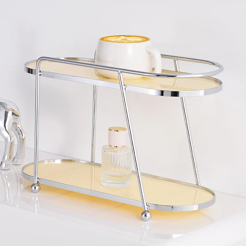 

Double Layer Desktop Storage Rack Cream Acrylic Cosmetics Water Cup Rack Dressing Table Kitchen Table Storage Rack