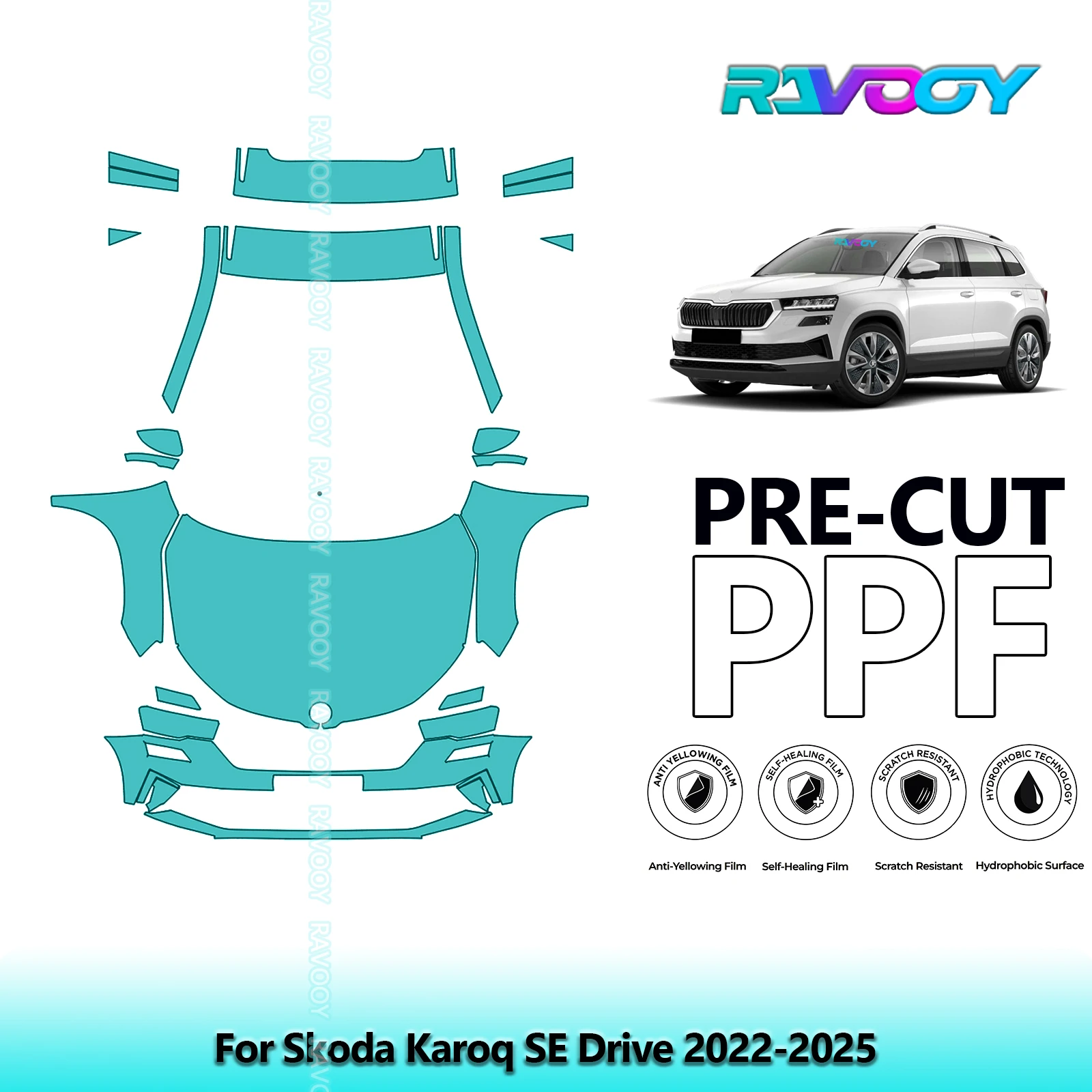 

Car Front Kit Clear Bra Precut PPF Paint Protection Film For Skoda Karoq SE Drive 2022-2025