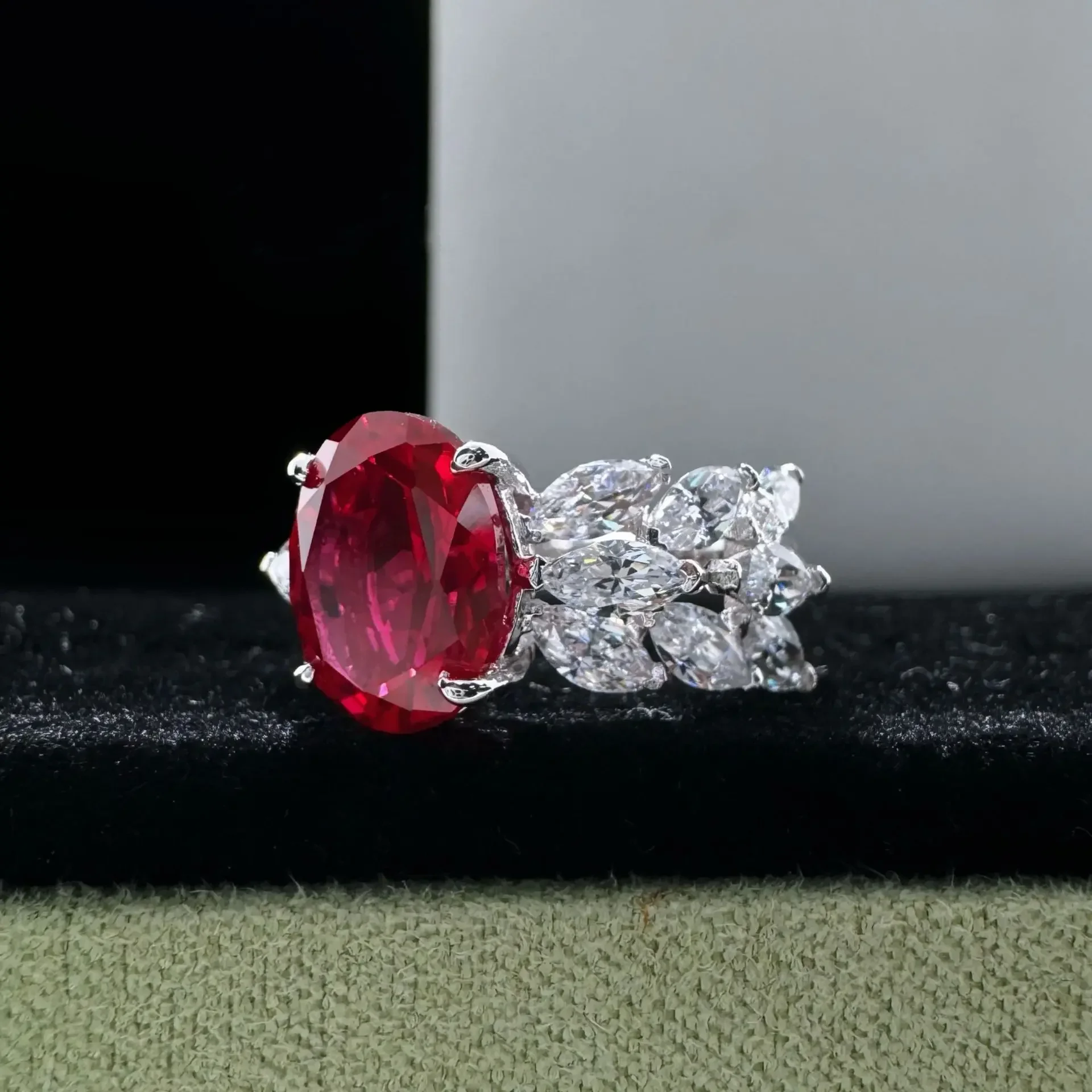 Solid 14K White Gold AU585 Platinum PT950 Skeleton Diamond Ring 3 Carat Ruby Diamond Ring for Women Gift