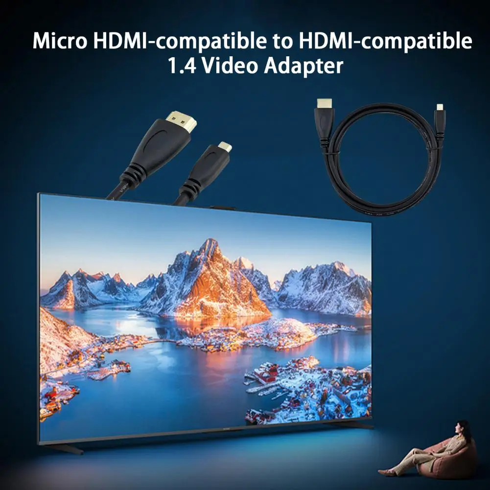 Convenient Supporting 1080P Stable Signals Micro HDMI-compatible to HDMI-compatible 1.4 Video Adapter Camera Accessories