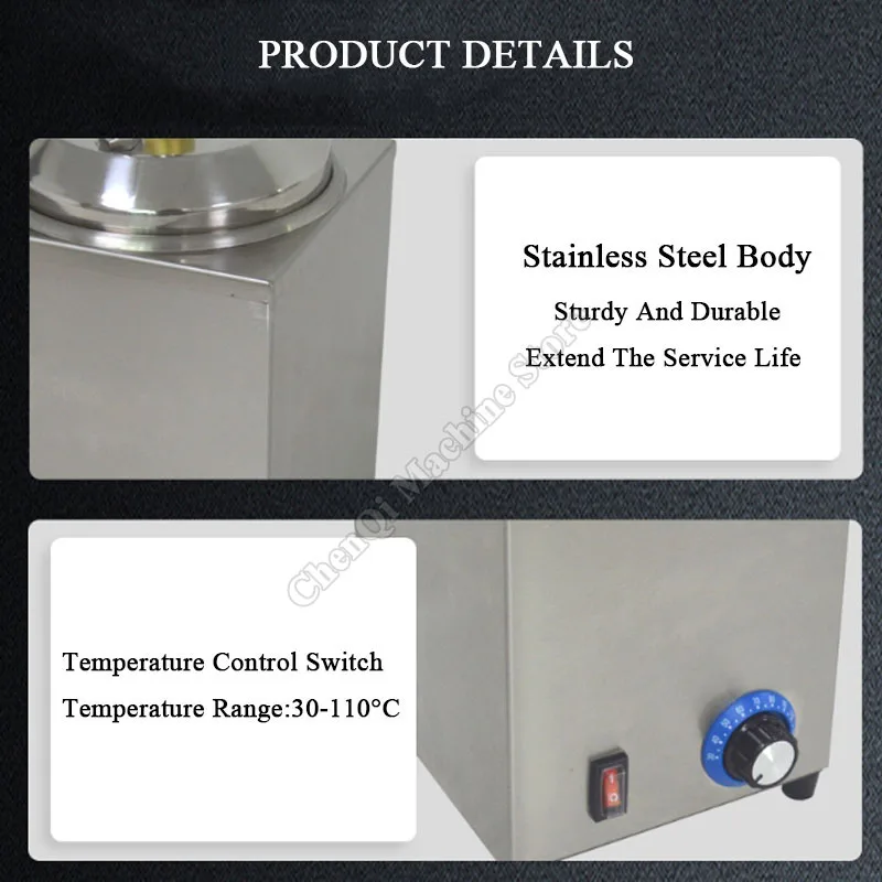 Dispensador eléctrico de máquina de queso de 2,5l, bomba de salsa cuadrada de acero inoxidable de un solo cabezal, distribución de calefacción de aislamiento de queso