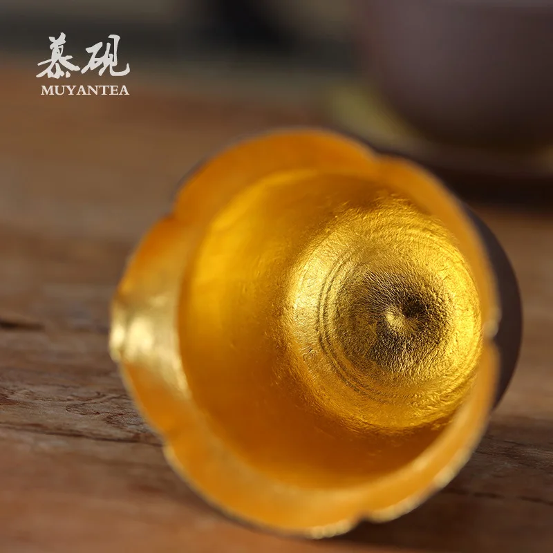 Mutaoyu Japan Imabashi Natsuyama Kiyomizu-Yaki Gongdao Handmade Thin-Walled Gold-Leaf Evenly Coated Cup, Household Tea Sharing