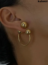 Brincos dianteiros e traseiros de metal KshmirRetro para mulheres, joia simples de alto grau, marca de moda, brindes, acessórios