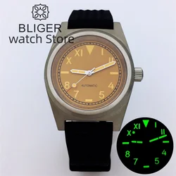 BLIGER PT5000 NH35A Automatic Watch For Men 38mm Brushed Case Vintage California Dial Luminous Sapphire Glass Rubber Strap