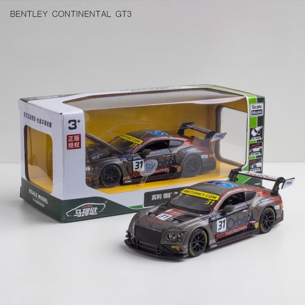 1:32 Scale Bentley Continental GT3 Series Pull-Back Car Alloy Diecast Model Metal Car Model Chritmas Gift for Boys Men