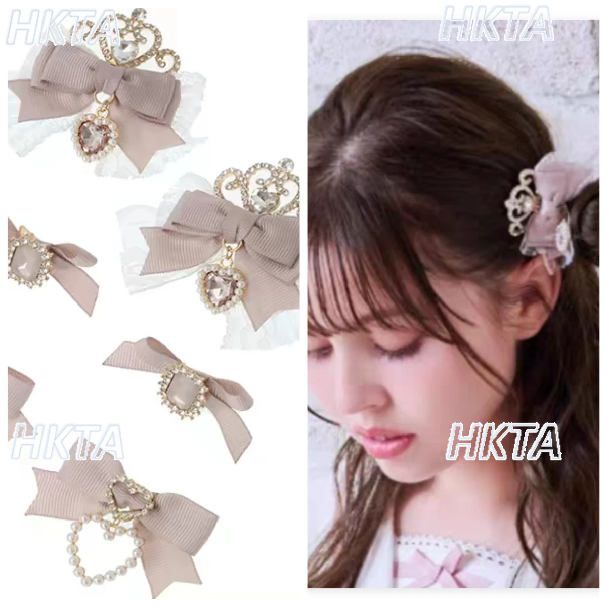 

Japanese Kawaii Sweet Bows Hair Clip Liz Fashion Ponytail Hair Clips Women Girls Lolita Hairpin 6-piece Set of Accessories