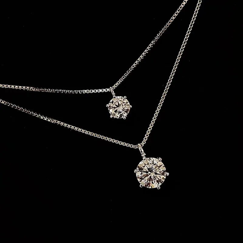 

New 925 Sterling Silver Shiny Zircon Necklace Simple Style Charming Woman Pendant Choker Birthday Party Gift Exquisite Jewelry