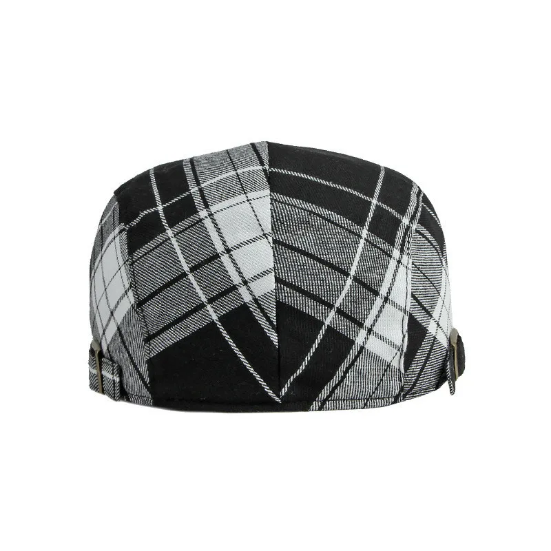 2022 Four Seasons Fashion Joker Polyester Plaid Newsboy Caps Men Flat Peaked Cap Women Painter Beret Hats 12