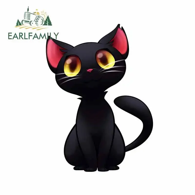 EARLFAMILY 13cm X 9.6cm For Cute Black Cat Car Stickers Vinyl Car Wrap Fashion Occlusion Scratch Decal Suitable For Camper SUV