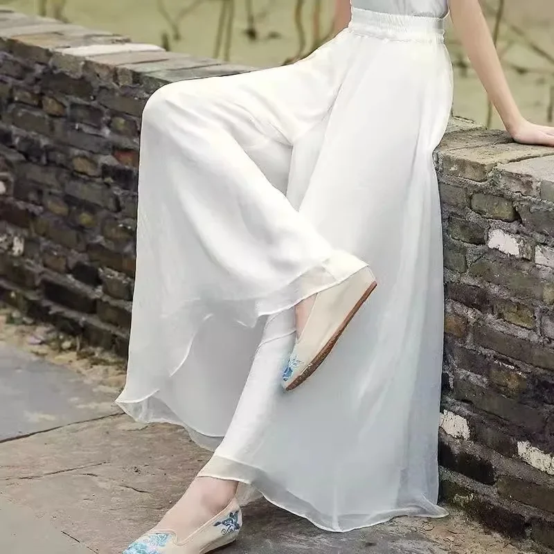 Classica Tänzerhose, Sommer-Chiffon-Hose mit weitem Bein, zweilagige Tanz-Übungskleidung, lockere Tanzhose für Damen, Yoga-Hose – Detail 4