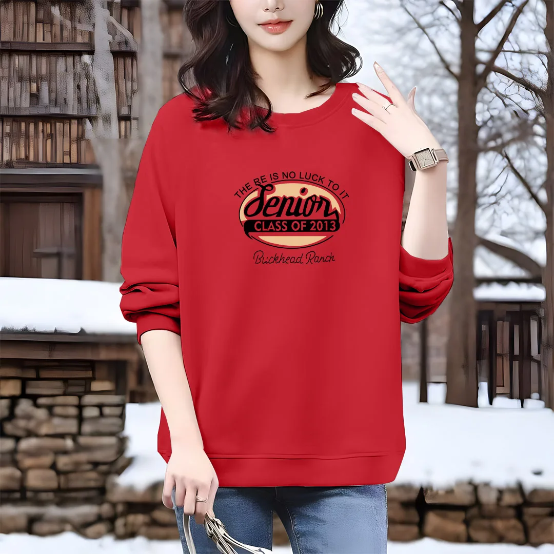 Women Clothing Vintage Printed Letter Pullovers Autumn New Fashion Casual Loose Sweatshirts Female Pure Cotton Hoodies