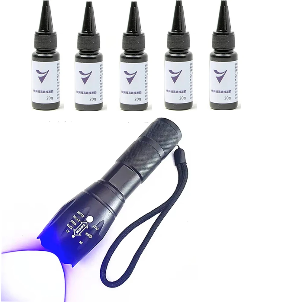 

V-Light glue set 20g Hair Extension Wig glue 20g UV light glue V-light Traceless tool for tape Hair Extension Fast Grafting Tool