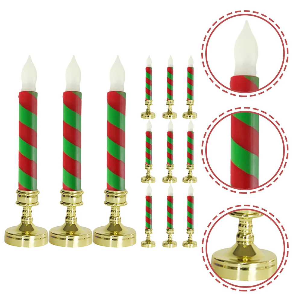 

12Pcs Christmas Electric Candles Flameless Light Decorations for Festival Party Home Use Electric Candles