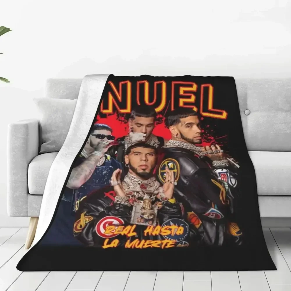 Anuel AA Flannel Blanket Quality Super Warm Music Rapper Throw Blanket Spring Airplane Travel Bedroom Pattern Bedspread