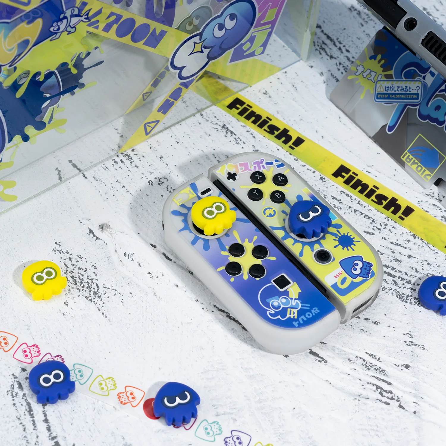 Cubierta de Joystick suave de silicona de calamar y pulpo colorido para Nintendo Switch Oled NS Lite Joy-con Thumb Stick Grip Cap Protector