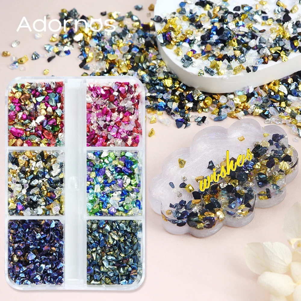 Irregular Glass Crystal Crackle Stone Resin Filling Decoration Metallic Color Crushed Stones DIY Crafts Jewelry Making Supplies