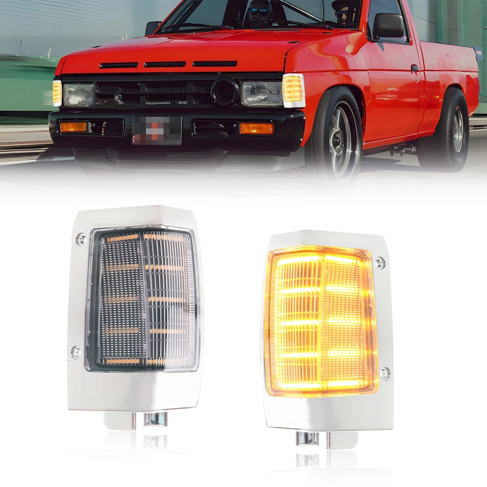 

2Pcs Front Corner Side Marker Light Turn Signal Light With LED For 1990 1991 1992 1993 1994 1995 1996 1997 Nissan D21 Pickup