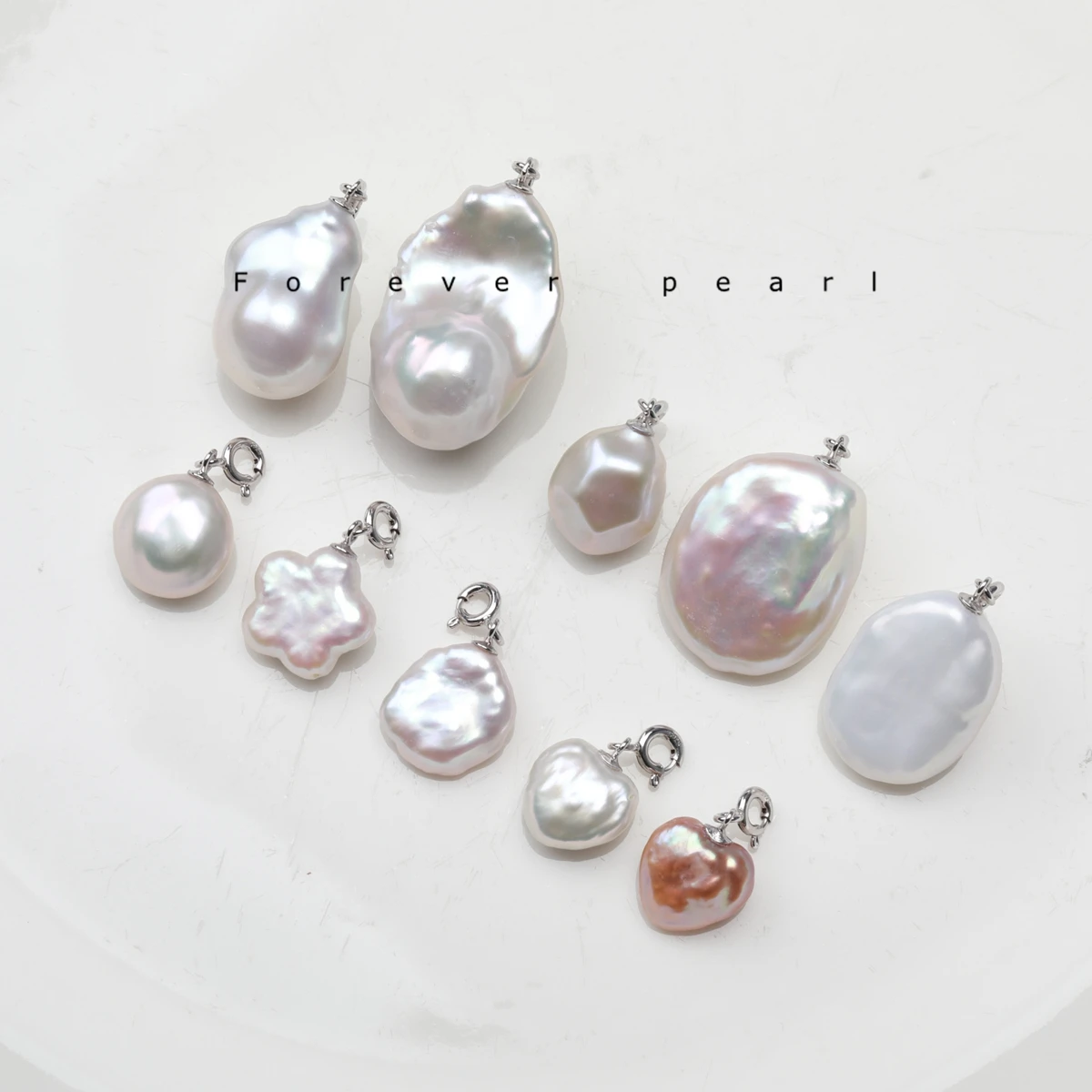 Natural Aurora White Irregular Baroque Freshwater Pearl Pendant S925 Sterling Silver Buckle Stackable Simple Pendant Jewelry