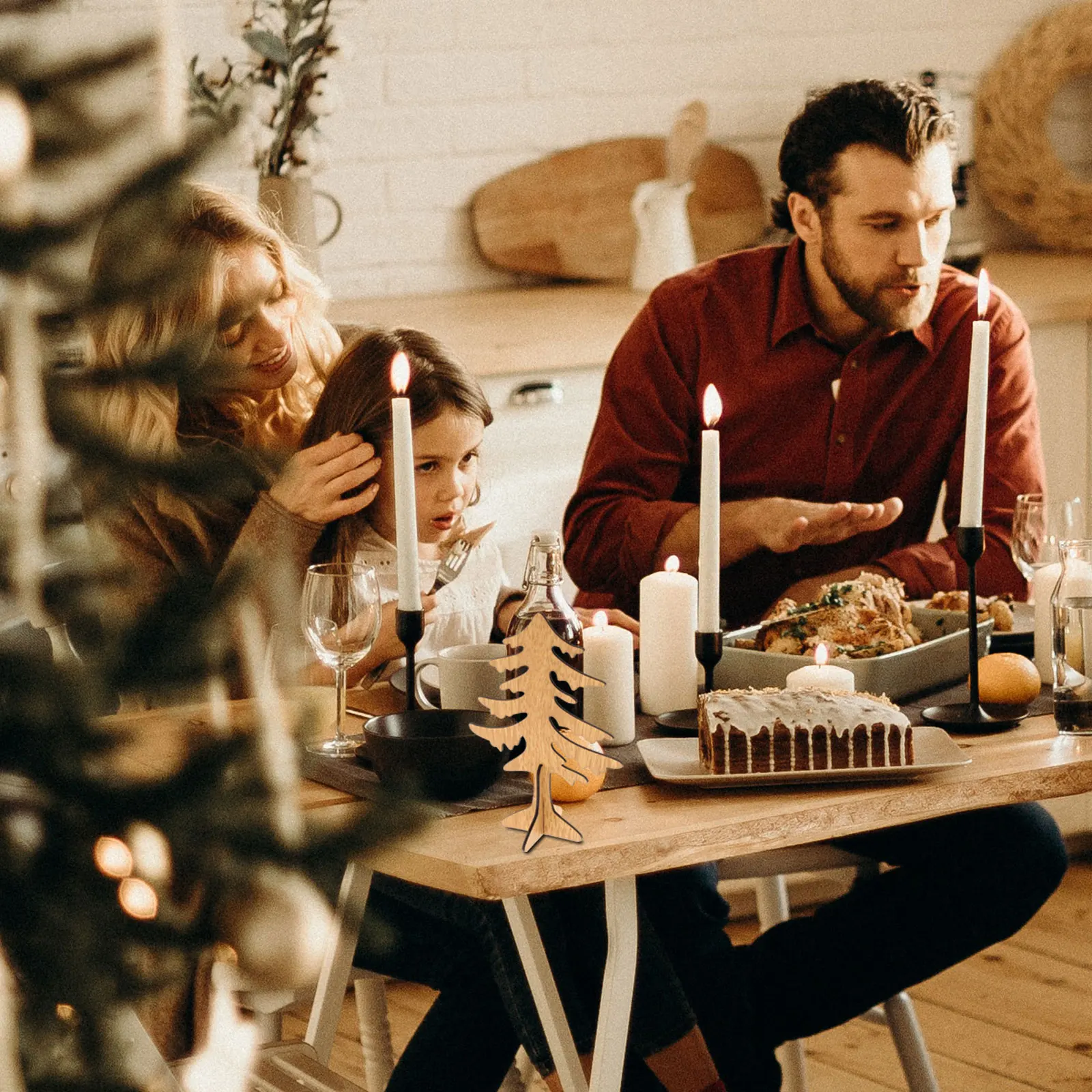 

Mini Desktop Cross Xmas Tree Wooden DIY Christmas Tree Home Tabletop Ornament Size S Eco Friendly Festive Standable Easy