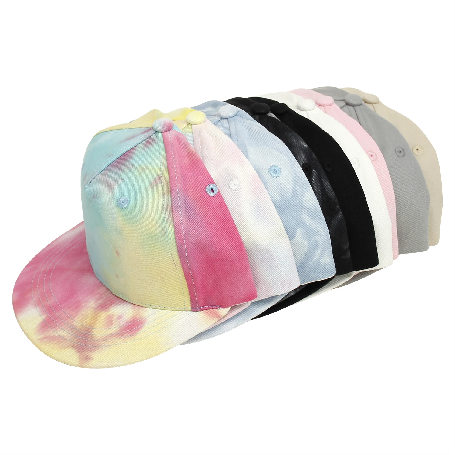 Children Hip-Hop Hats Kids Boys Girls Solid Color/Tie-Dye Baseball Caps Toddler Outdoor Casual Hats for 1-5Years Old 9 Colors