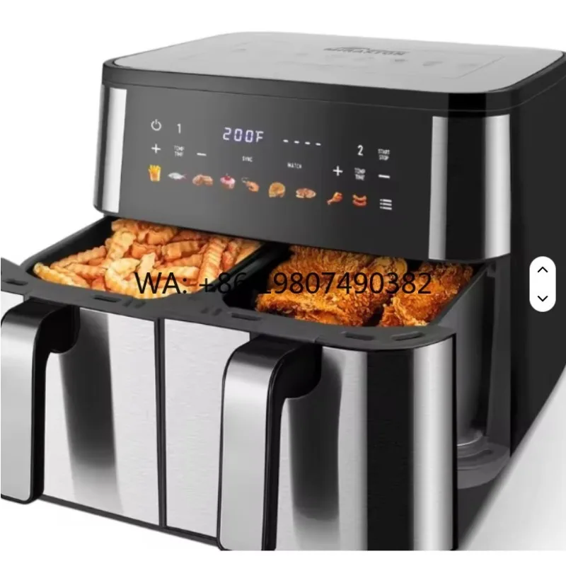 4.1-5L Dual Basket Air Fryer, Smart Touch Screen, Sync Function, Multifunctional Household Kitchen Appliance