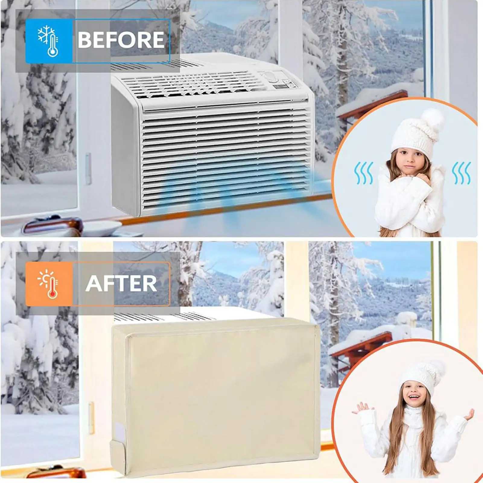 

Чехлы для кондиционеров для оконных блоков Ветрозащитный регулируемый пыленепроницаемый защитный зимний изоляционный чехол для кондиционера