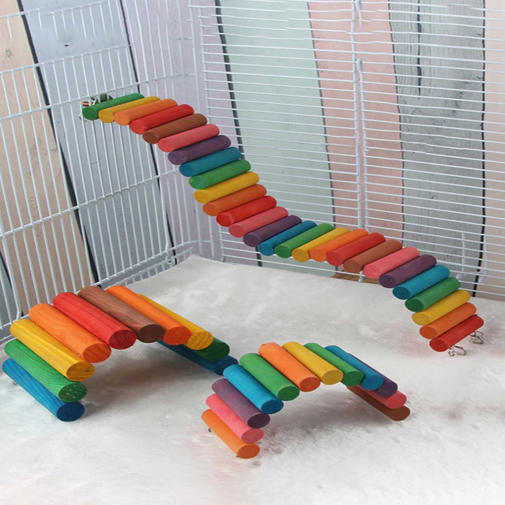 

Rainbow Soft Ladder with Hamster Accessories Pet Wooden Bird Parrot Animal