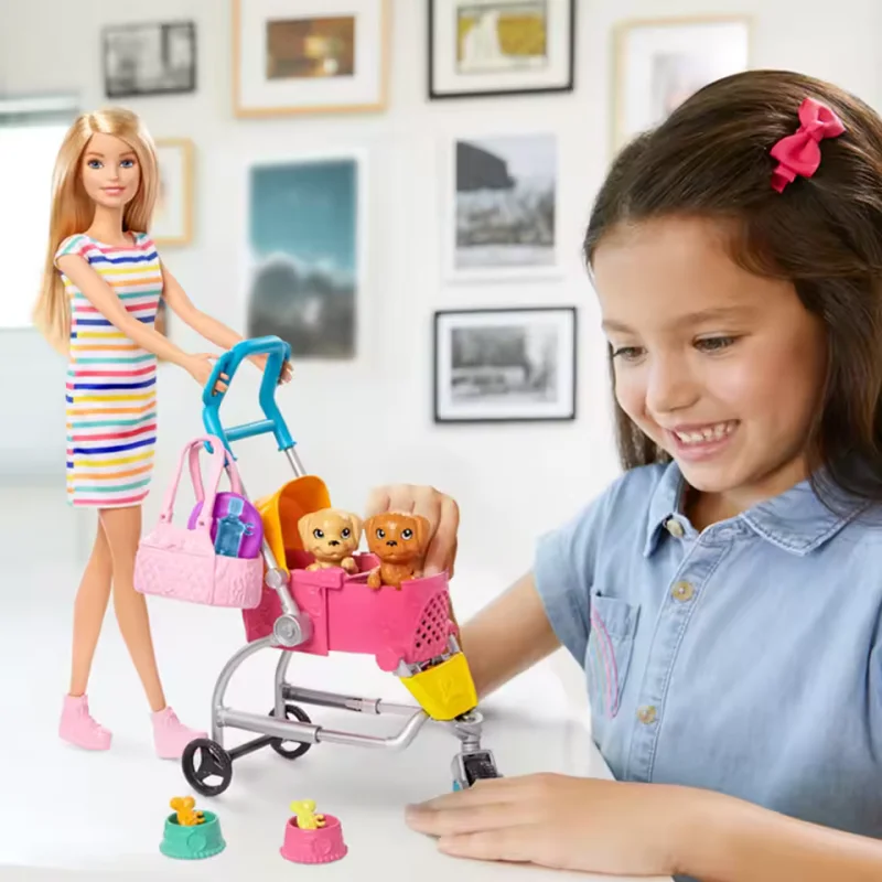 Genuine Doll Pet Stroller Playset With Cute Puppies And Pet Accessories Pretend Play Toy For Little Girls Perfect Holiday Gift