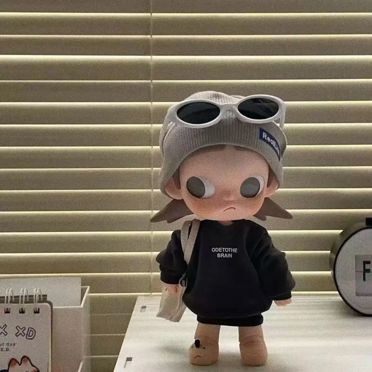 

for Zsiga1/8 Doll Clothes Gray Hat Cool Black Suit Plus Glasses Cute Cartoon in Dress Up Costume Suit Fashion Cool Gazi Sister