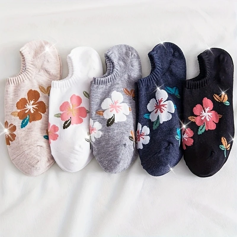 

1/5/10 Pairs of Summer Lightweight and Breathable Women's Knitted Short Socks Korean Style Fashion College Style Girl Boat Socks