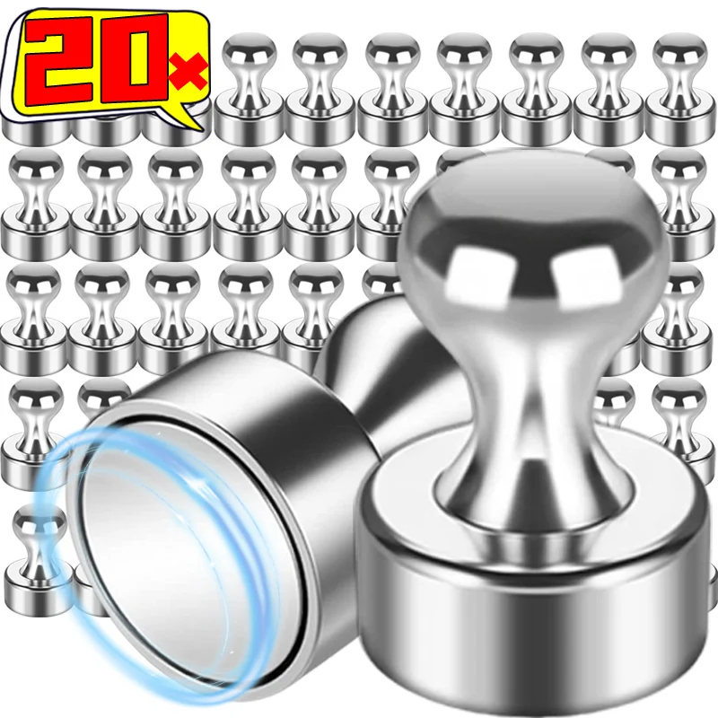 1/20Pcs Metal Strong Magnetic Pushpins Neodymium Magnets Whiteboard Fridge Thumbtack Map Magnets Push Pins for Office School