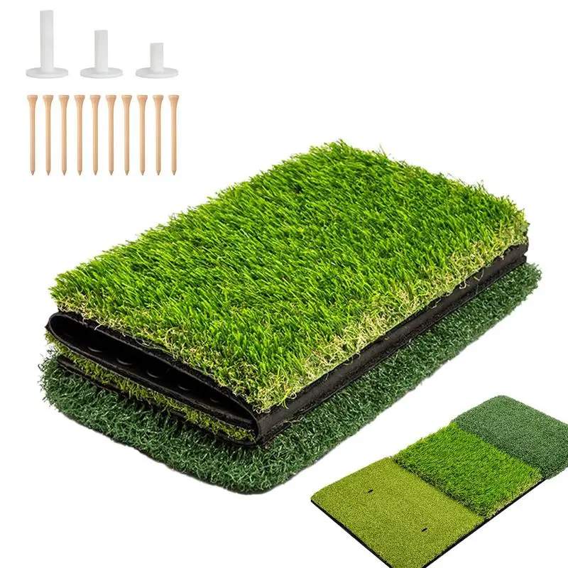 

Golf Practice Mat Artificial Training Mat 25.2x15.75 IN Golf Swing & Chipping Mat Golf Grass Mats Golf Hitting Training Aids Non