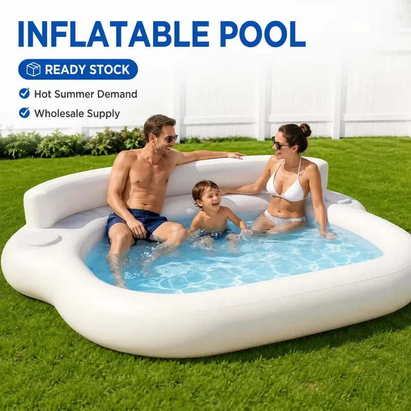 Custom Large Inflatable Pool with Sofa Seats and Backrests for Backyard Family Gatherings