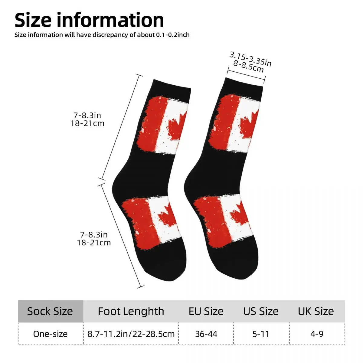 Men Socks Canada Flag Canadian Flag Splat Stockings Autumn Elegant Breathable Socks Pattern Outdoor Sports Non-Slip Socks