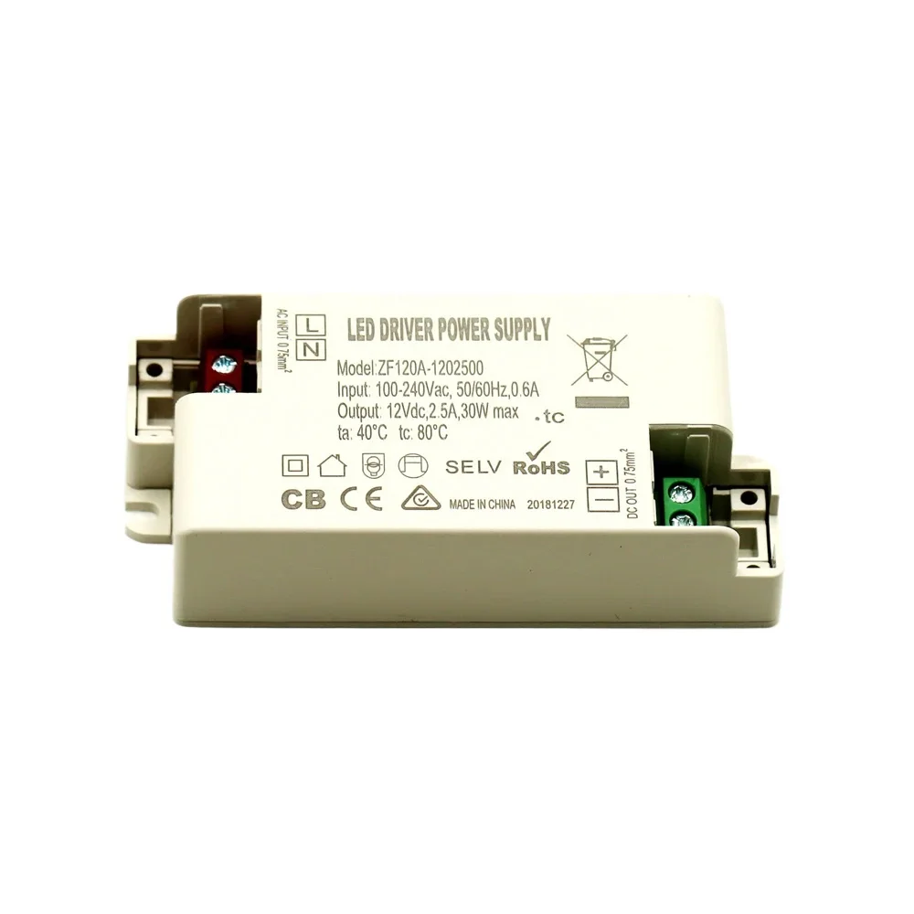 2Pcs ZF120A-12002500 12VDC 30W AC/DC Adapter LED Driver Starter for Ceiling Lights Spotlights Buried Fluorescent Lamps