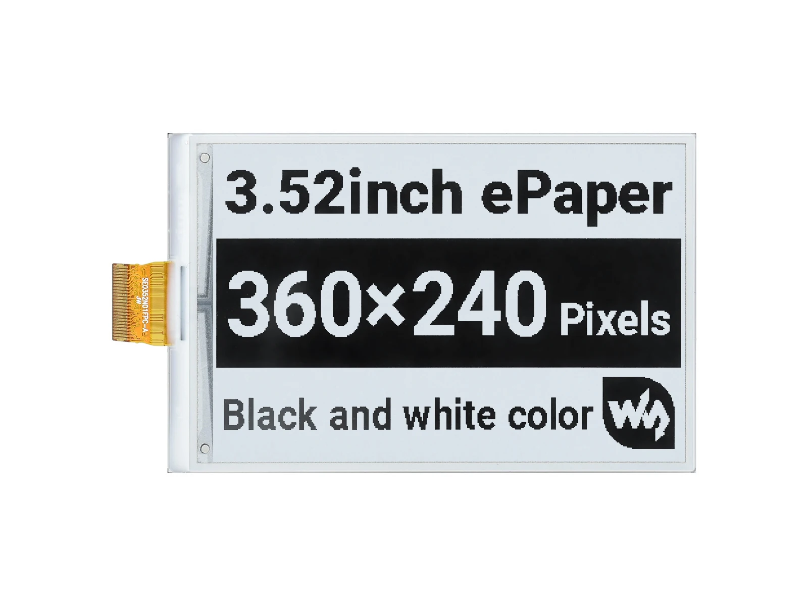 3.52inch e-Paper,e-Paper raw display,360 × 240,SPI Interface,low power,wide viewing angle, paper-like effect without electricity