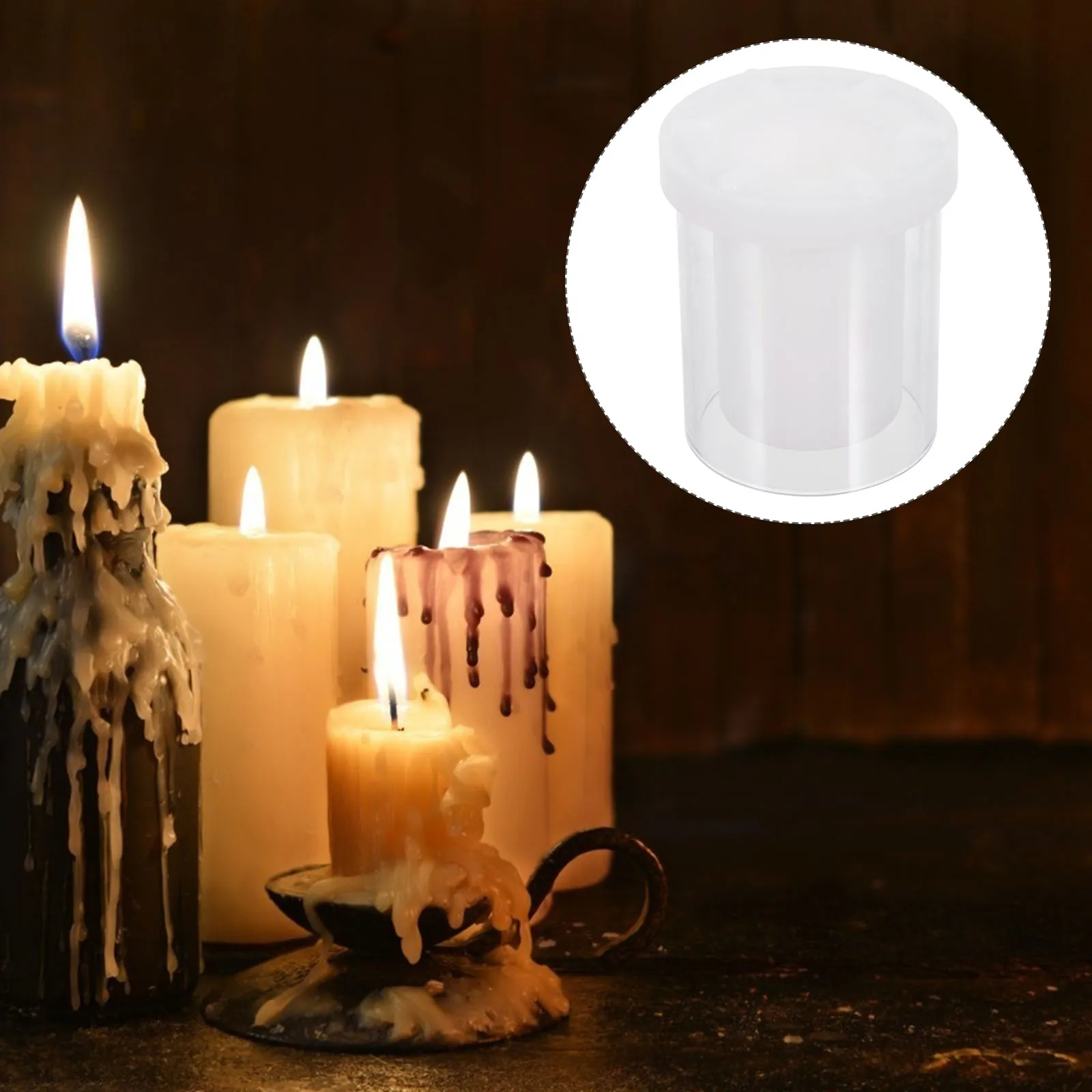 

DIY Plastic Mold Cylindrical Hollow Aromatherapy Tea Light Decorations Scented Handicraft Reusable Wax Molds