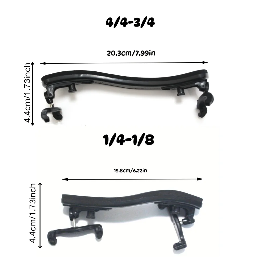 1 Buah Sandaran Bahu Biola Dapat Disesuaikan-Nyaman untuk Ukuran 1/4 & 1/8, 3/4 & 4/4, Plastik Hitam, Aksesori Instrumen Penting