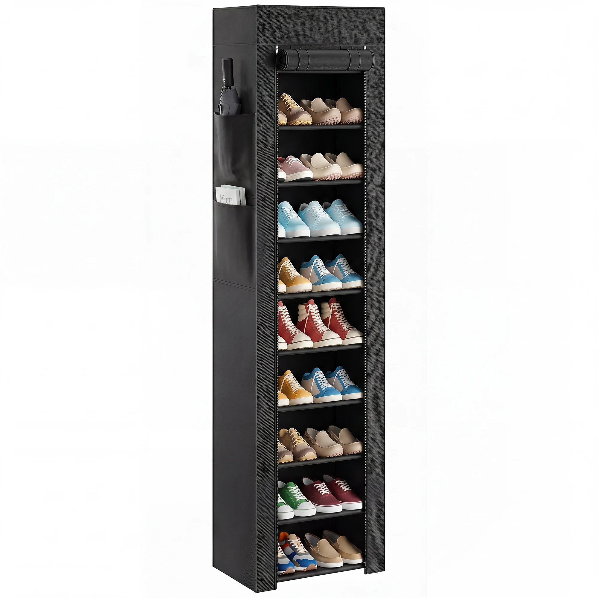 HOMCOM Schuhregal mit 10 Ebenen, Metall Schuhorganizer für bis zu 20 Paar Schuhe