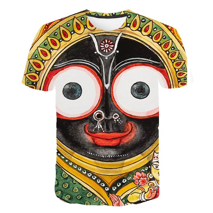 South America Ethnic Totem Feature Mask Harajuku Print Men\'s And Women\'s Crewneck Short Sleeve Street Hip-Hop T-shirt Top Summer