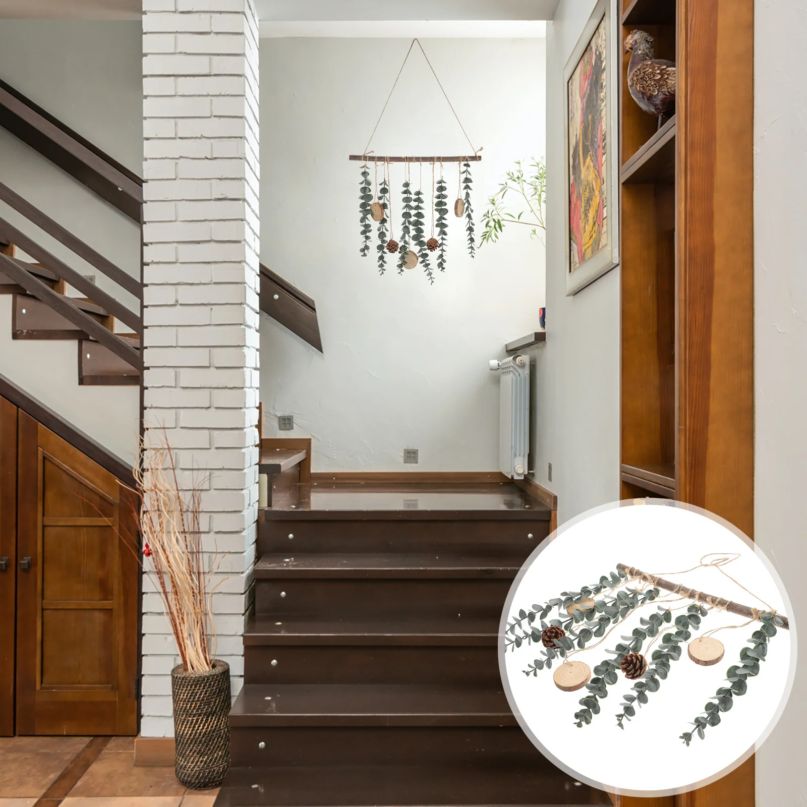 

Wall Simulated Leaf Pendant Realistic Fake Hanging Plant Decor For Home Wedding Party Artificial Green Rattan Adorn Faux