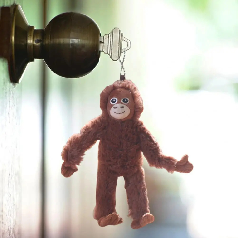 Bonito Cartoon Monkey Pendant Keychain, Boneca recheada macia, Decoração mochila