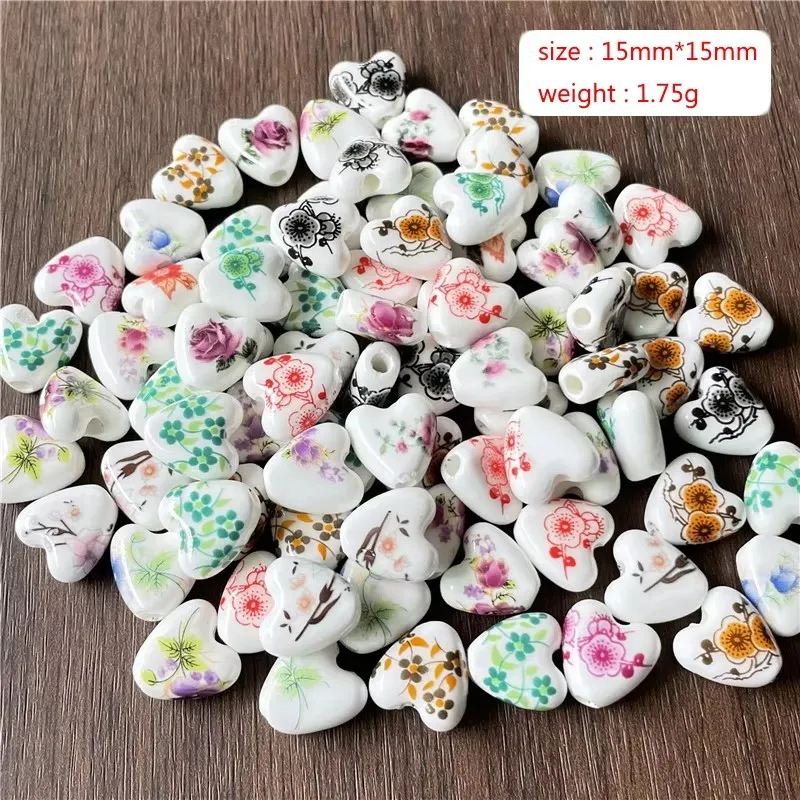 15pcs 9*15mm DIY ceramic crafts large hole flower pattern spacer beads for bracelet and necklace making discovery